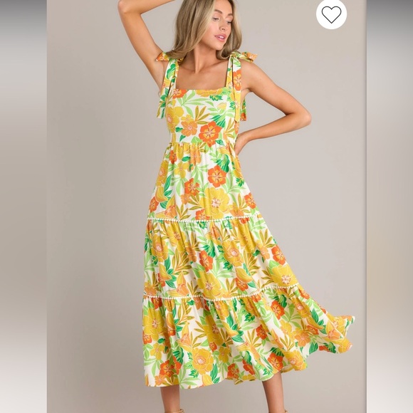 ❤️100% Linen Tropical Floral Print Dress - Picture 3 of 9